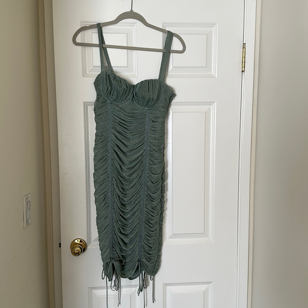 Jonathan Simkhai Metallic Aquamarine Midi Dress